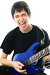 teen boy playing a guitar