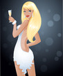 Sexy blonde with glass