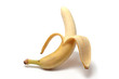 Half peeled banana