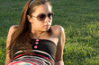 Cute Fashion Model with SunGlasses in Outdoors Cute Fashion Model with SunGlasses in Outdoors