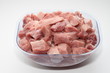 Pieces of meat isolated on white background.