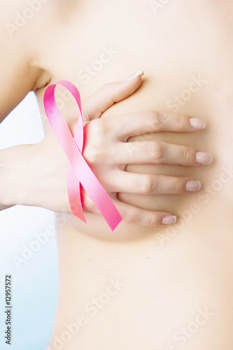 Photo: Girl with a pink ribbon Girl with a pink ribbon
