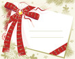 Christmas or New Year background with blank card and red bow Christmas or New Year background with blank card and red bow