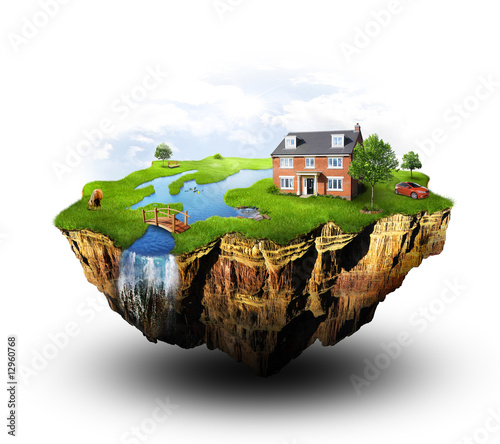 Illustration: Utopia homeland on the floating ground Utopia homeland on the floating ground