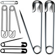 Safety and diaper pins - set of various types in vector Safety and diaper pins - set of various types in vector