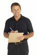 Courier Writing On A Clipboard