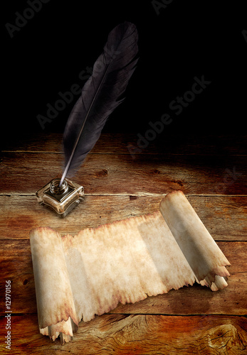 Illustration: Old Parchment and a Quill Old Parchment and a Quill