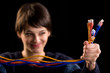 Internet network cables and girl