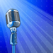 Professional microphone & blue technology background Professional microphone & blue technology background