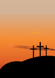 Hill with three crosses Calvary, place where Jesus was crucified