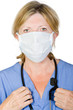 Shot of a Mature Surgeon with Mask and Scrubs
