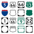 Photos : Interstate and US Route signs including famous Route 66