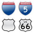 Interstate and US Route 66 signs with glossy effect Interstate and US Route 66 signs with glossy effect