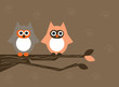 Vector illustration of two owls sitting on a branch Vector illustration of two owls sitting on a branch