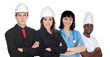 Group of workers on a white background