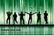Party on green stripes background