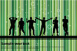 Party on green stripe background