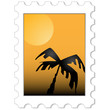 Vektor: Briefmarke mit Sonnenuntergang Briefmarke mit Sonnenuntergang