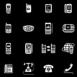 Telephones, mobile phones and devices vector icon set