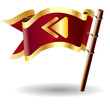 Reverse or rewind media player icon on vector flag button Reverse or rewind media player icon on vector flag button