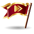 Forward or skip media player icon on vector flag button Forward or skip media player icon on vector flag button
