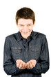 Smiling young man showing his free hands