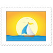 Vektor: Briefmarke mit Segelboot Briefmarke mit Segelboot