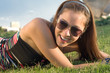 Cute Fashion Teen Model Smiling Laughing in Sunny Outdoors Cute Fashion Teen Model Smiling Laughing in Sunny Outdoors