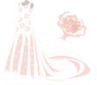 Wedding dress with a bouquet of roses