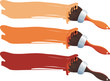 Three brushes with a paint