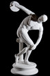 Classical white marble statue of naked discus thrower isolated Classical white marble statue of naked discus thrower isolated