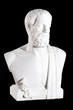 Classical white marble bust of Hippocrates isolated on black Classical white marble bust of Hippocrates isolated on black