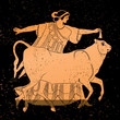 Greece mural painting, Woman and Bull. Editable vector image Greece mural painting, Woman and Bull. Editable vector image