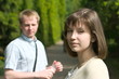 young couple in park