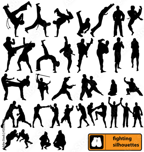 Vector: fighting silhouettes collection fighting silhouettes collection