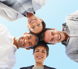 Upward view of a group of business colleagues