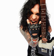 Portrait of a weird rock performer with an electric guitar Portrait of a weird rock performer with an electric guitar