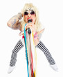 Crazy rockstar singing, isolated over white background Crazy rockstar singing, isolated over white background