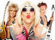 Rockstars showing sign, over white background Rockstars showing sign, over white background