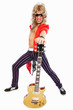 Portrait of a rockstar on white background