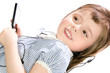 little girl with mp3 player