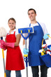Attractive Cleaning Man and Woman