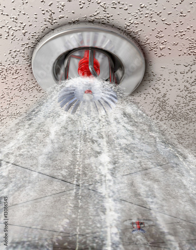 Illustration: fire sprinkling system at work fire sprinkling system at work