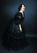 Laughing lady in fashion dress of 1910 Laughing lady in fashion dress of 1910