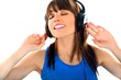 brunette girl listening to music brunette girl listening to music