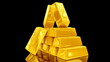 Stack of gold bullions. Looped.