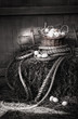 Basket of eggs on a bale of hay
