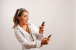 Photo: Beautiful young woman wearing white jacket Beautiful young woman wearing white jacket