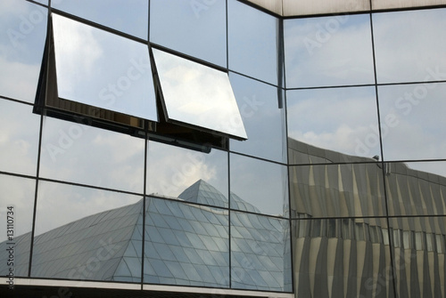 Photo: Glass facade with geometric reflections Glass facade with geometric reflections