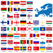 Vektor: Official list of all European country flags and map Official list of all European country flags and map